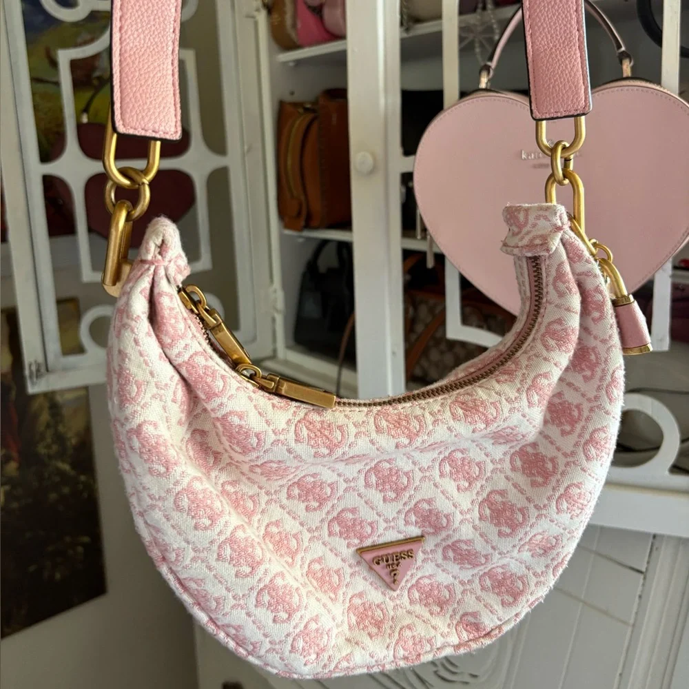 GUESS Pink and Cream Crossbody Bag - Picture 2 of 2